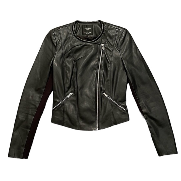 Zara Jackets & Blazers - ZARA black vegan leather zip up jacket women’s small